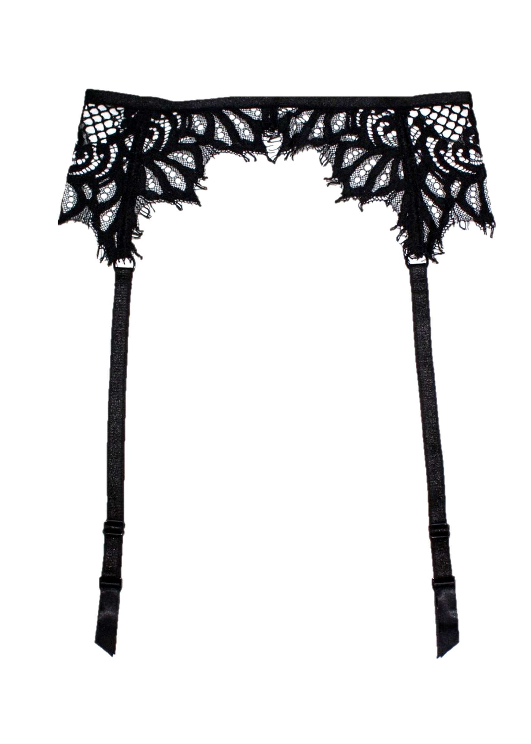 God Save Queens Valentina Lace Suspender Belt Black | Luxury Lingerie
