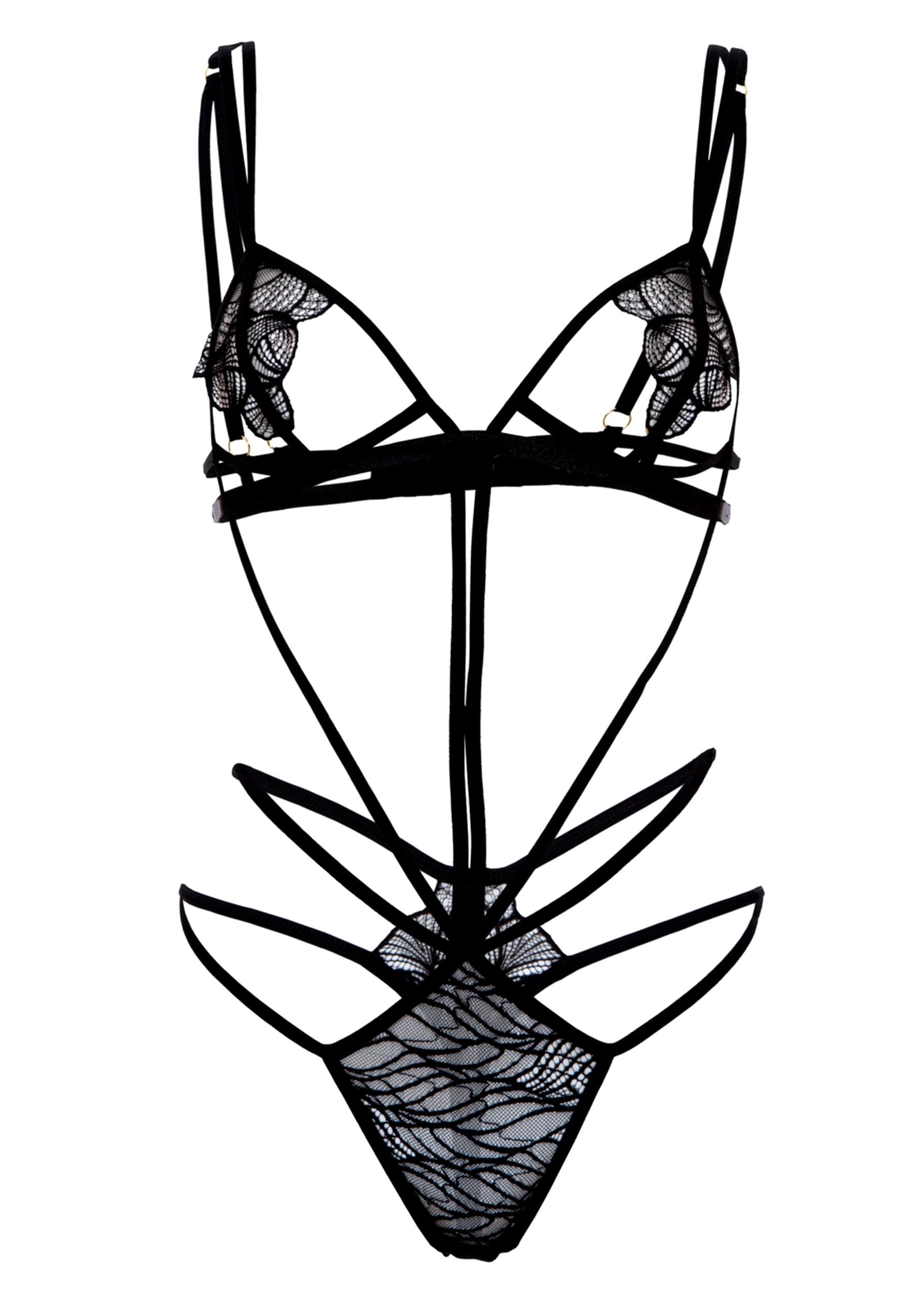 Emerson (Black) Strappy Body-Bodywear-Bluebella-AvecAmourLingerie