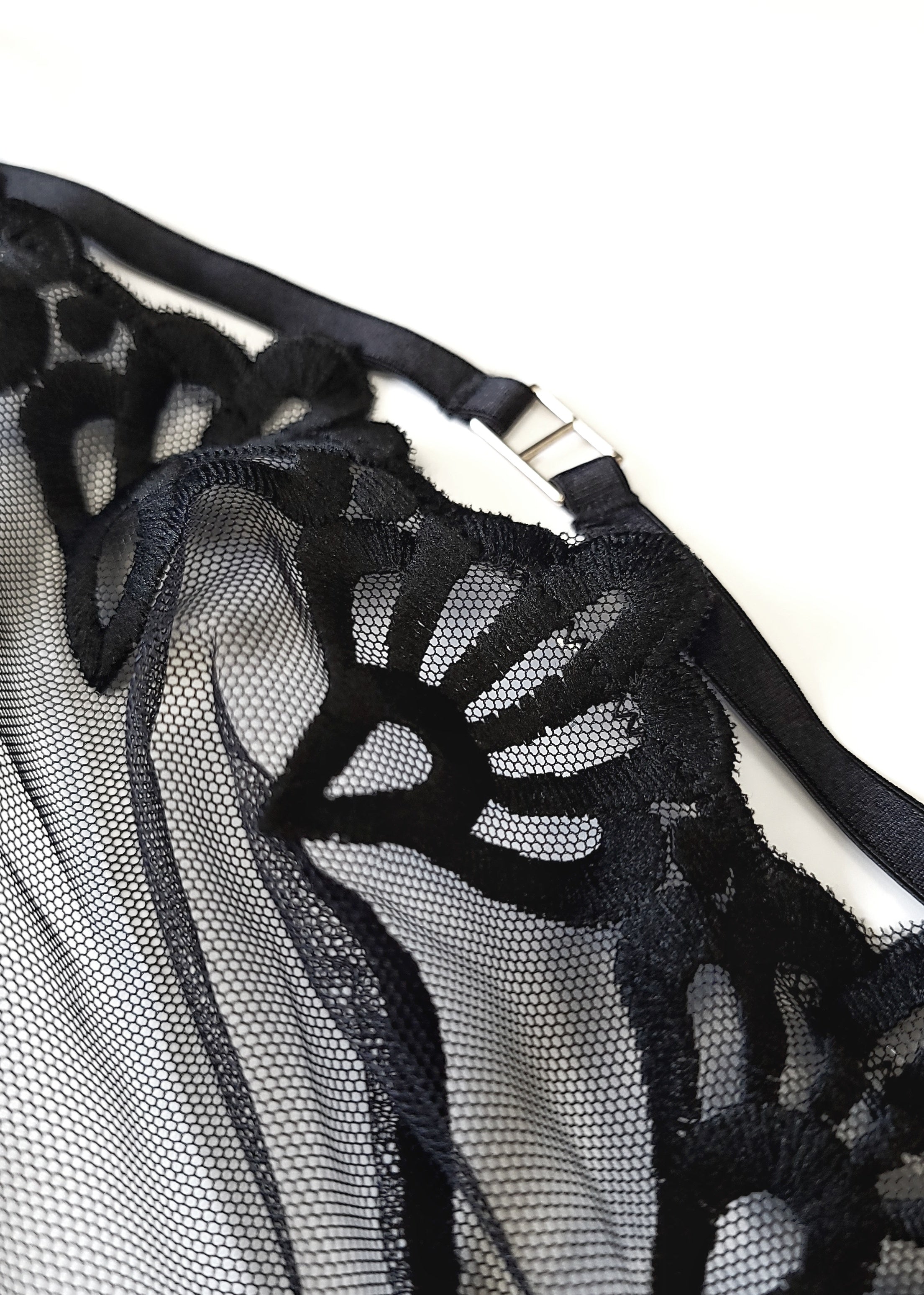 Bluebella Caramella Bra Black | Longline Embroidery Mesh Bra