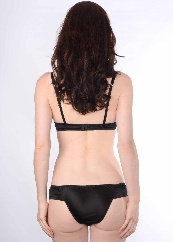 Pleated Underwire Bra (Black)-Bras-Natalie Begg-AvecAmourLingerie