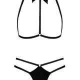 Le Petit Secret (Black) Harness and Thong Set-Bodywear-Maison Close-AvecAmourLingerie