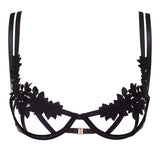 Bluebella Harley Black Embroidery Open Bra - Cupless Bra - Sexy Lingerie