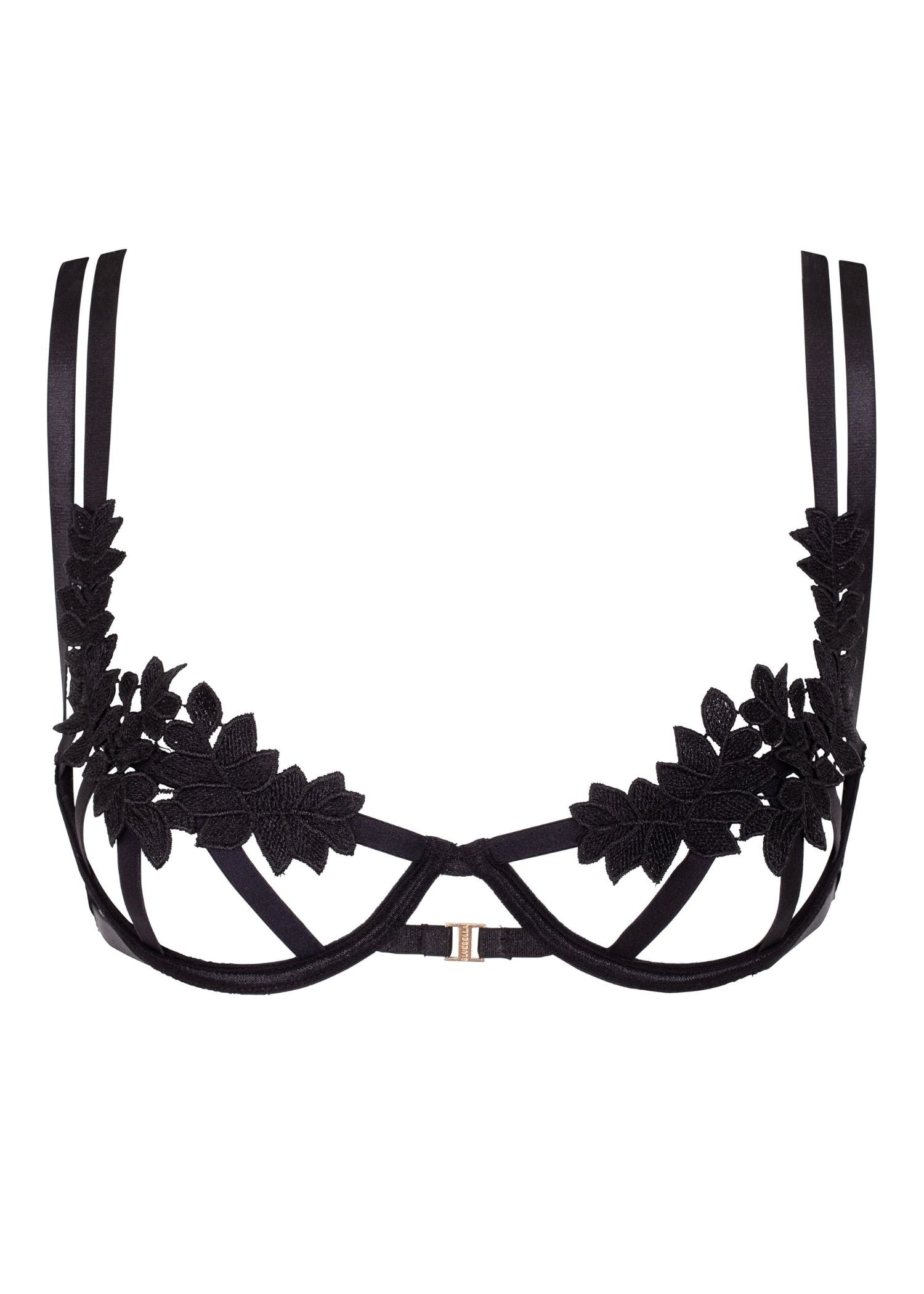 Bluebella Harley Black Embroidery Open Bra - Cupless Bra - Sexy Lingerie