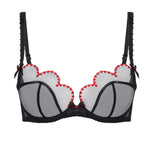 Agent Provocateur Lorna Heart Plunge Bra (Black/Red) | Avec Amour Luxury Lingerie
