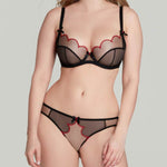 Agent Provocateur Lorna Heart Plunge Bra (Black/Red) | Avec Amour Luxury Lingerie