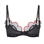 Agent Provocateur Lorna Heart Plunge Bra (Black/Red) | Avec Amour Luxury Lingerie