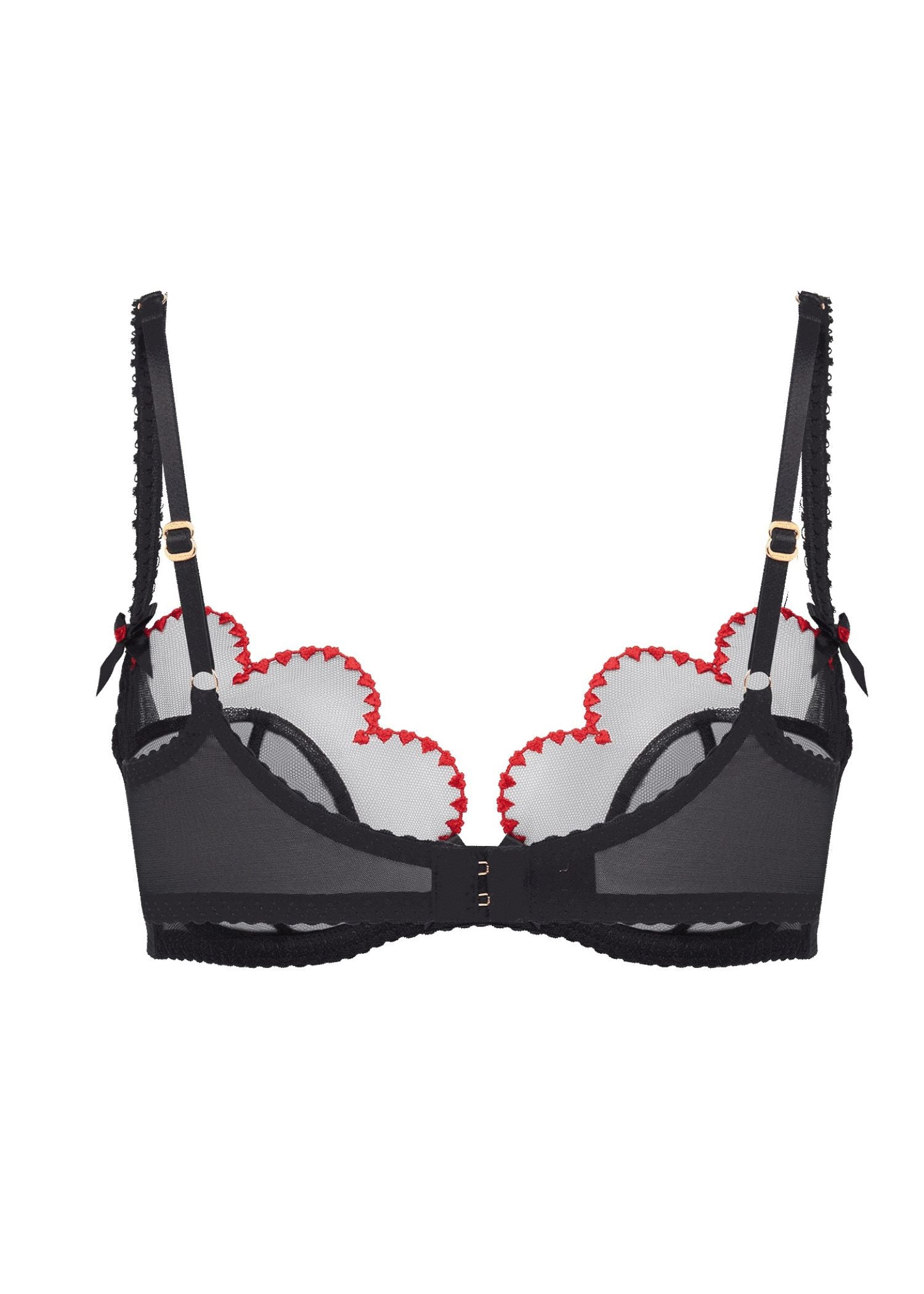 Agent Provocateur Lorna Heart Plunge Bra (Black/Red) | Avec Amour Luxury Lingerie