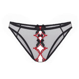 Agent Provocateur Lorna Heart Ouvert Panty (Black/Red) | Avec Amour Luxury Lingerie