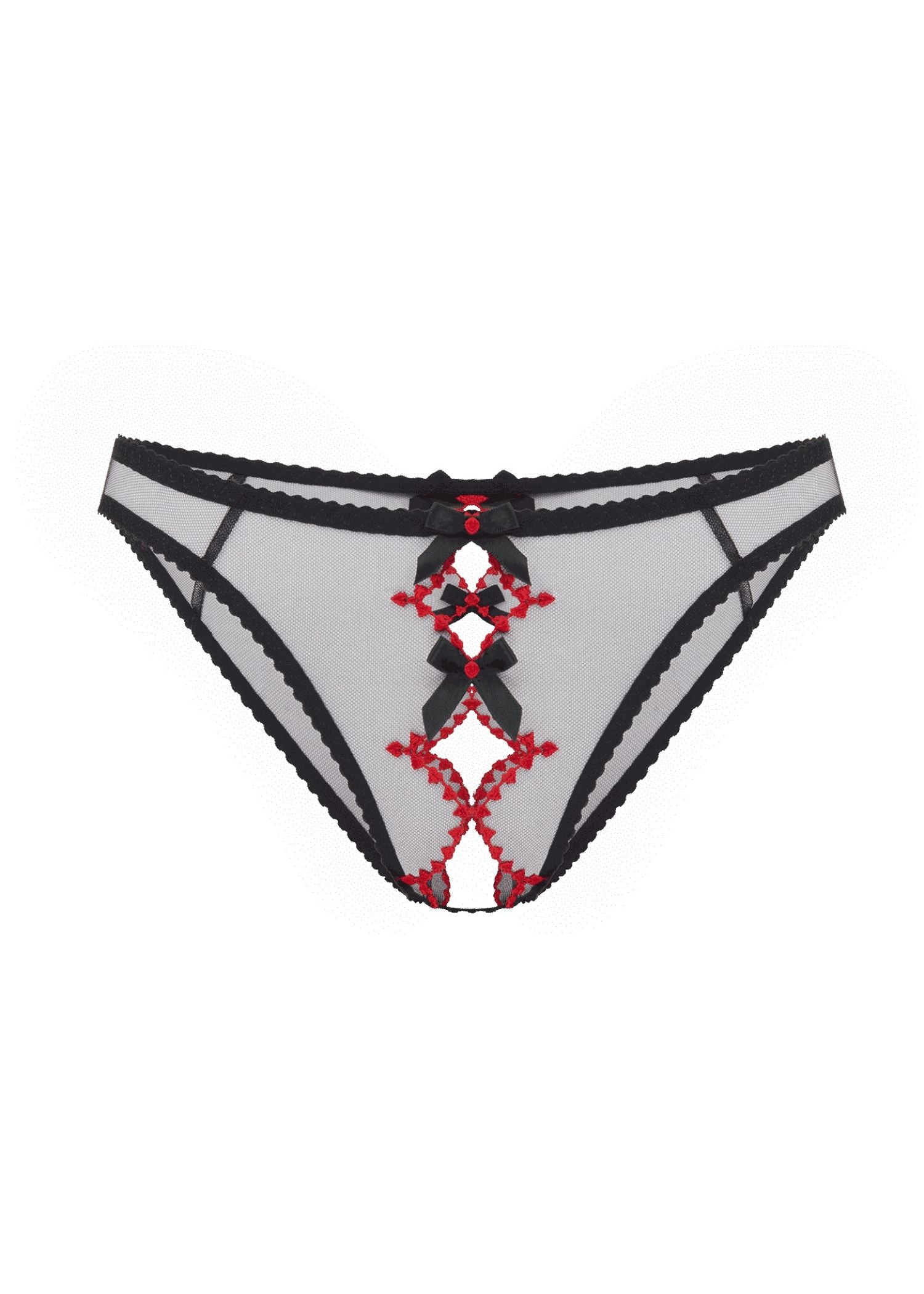 Agent Provocateur Lorna Heart Ouvert Panty (Black/Red) | Avec Amour Luxury Lingerie