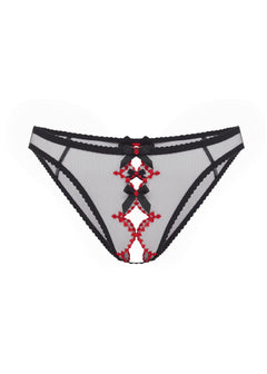 Agent Provocateur Lorna Heart Ouvert Panty (Black/Red) | Avec Amour Luxury Lingerie