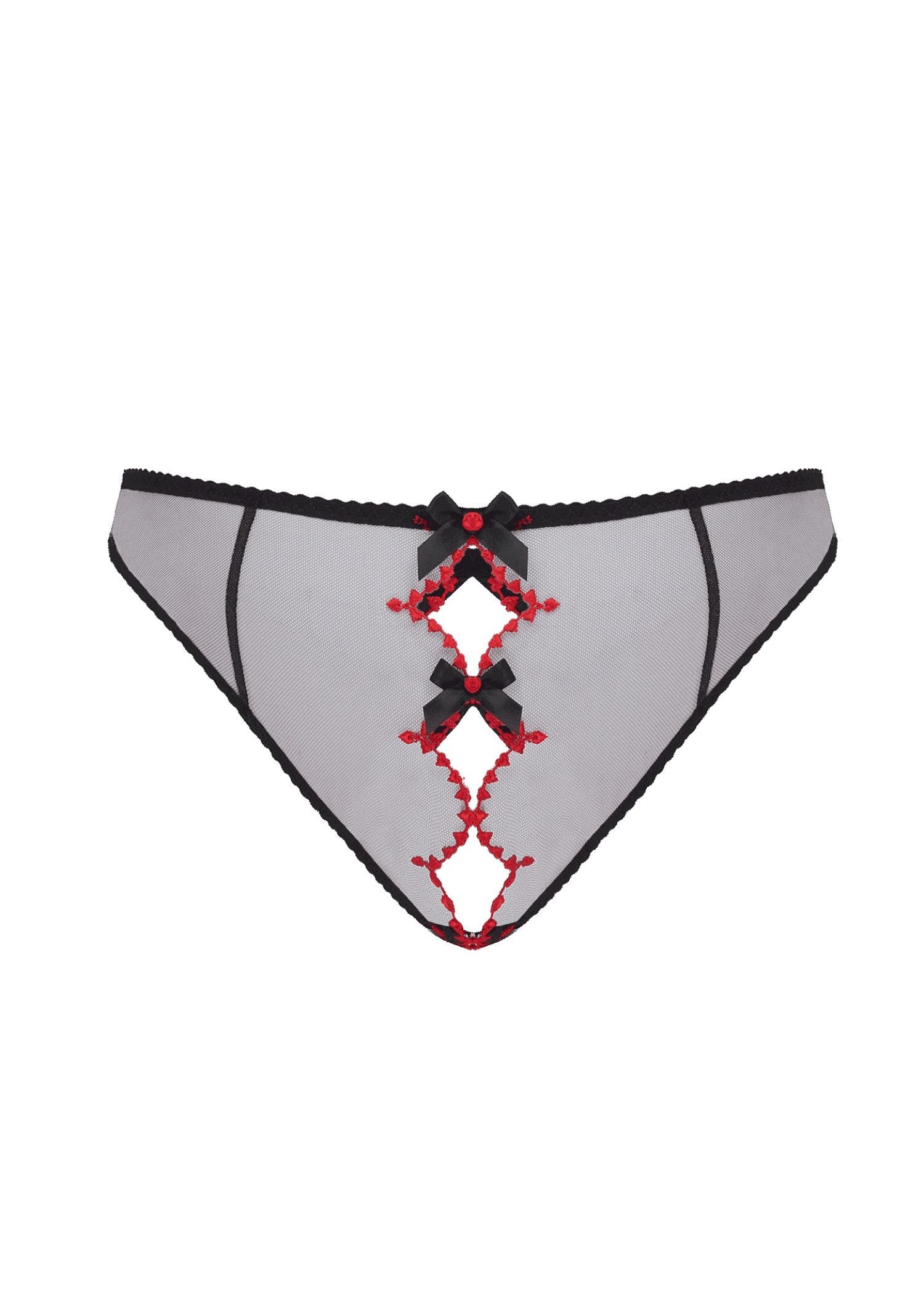 Agent Provocateur Lorna Heart Ouvert Panty (Black/Red) | Avec Amour Luxury Lingerie