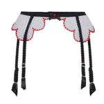 Agent Provocateur Lorna Heart Suspender Belt (Black/Red) | Avec Amour Luxury Lingerie