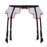Agent Provocateur Lorna Heart Suspender Belt (Black/Red) | Avec Amour Luxury Lingerie
