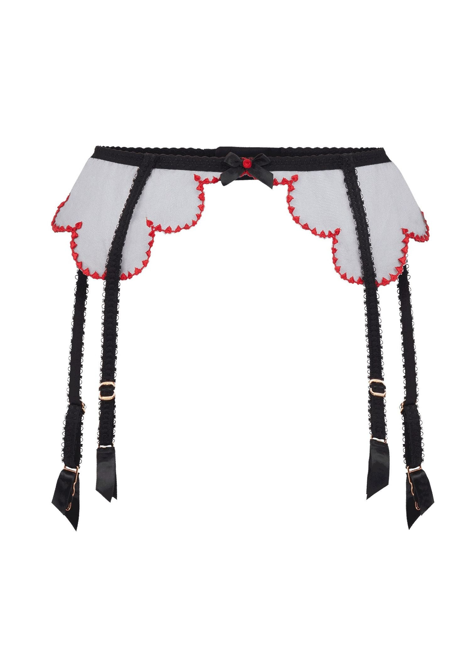 Agent Provocateur Lorna Heart Suspender Belt (Black/Red) | Avec Amour Luxury Lingerie