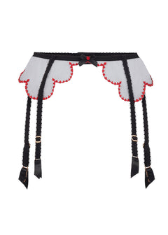 Agent Provocateur Lorna Heart Suspender Belt (Black/Red) | Avec Amour Luxury Lingerie