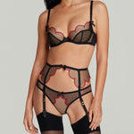 Agent Provocateur Lorna Heart Suspender Belt (Black/Red) | Avec Amour Luxury Lingerie