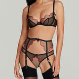 Agent Provocateur Lorna Heart Suspender Belt (Black/Red) | Avec Amour Luxury Lingerie