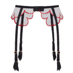 Agent Provocateur Lorna Heart Suspender Belt (Black/Red) | Avec Amour Luxury Lingerie