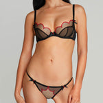 Agent Provocateur Lorna Heart Thong (Black/Red) | Avec Amour Luxury Lingerie