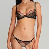 Agent Provocateur Lorna Heart Thong (Black/Red) | Avec Amour Luxury Lingerie