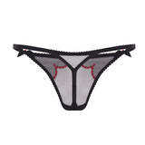 Agent Provocateur Lorna Heart Thong (Black/Red) | Avec Amour Luxury Lingerie