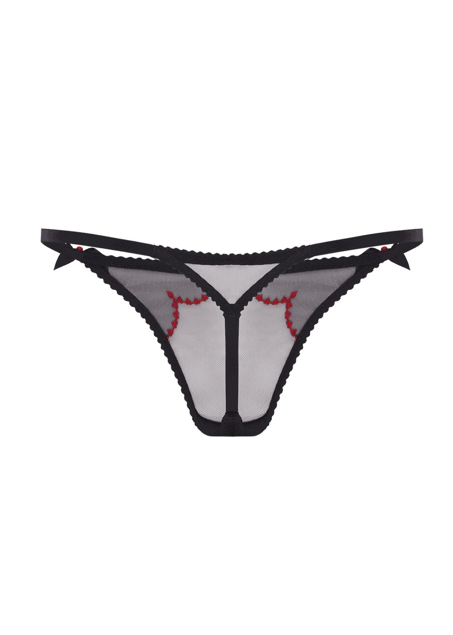 Agent Provocateur Lorna Heart Thong (Black/Red) | Avec Amour Luxury Lingerie