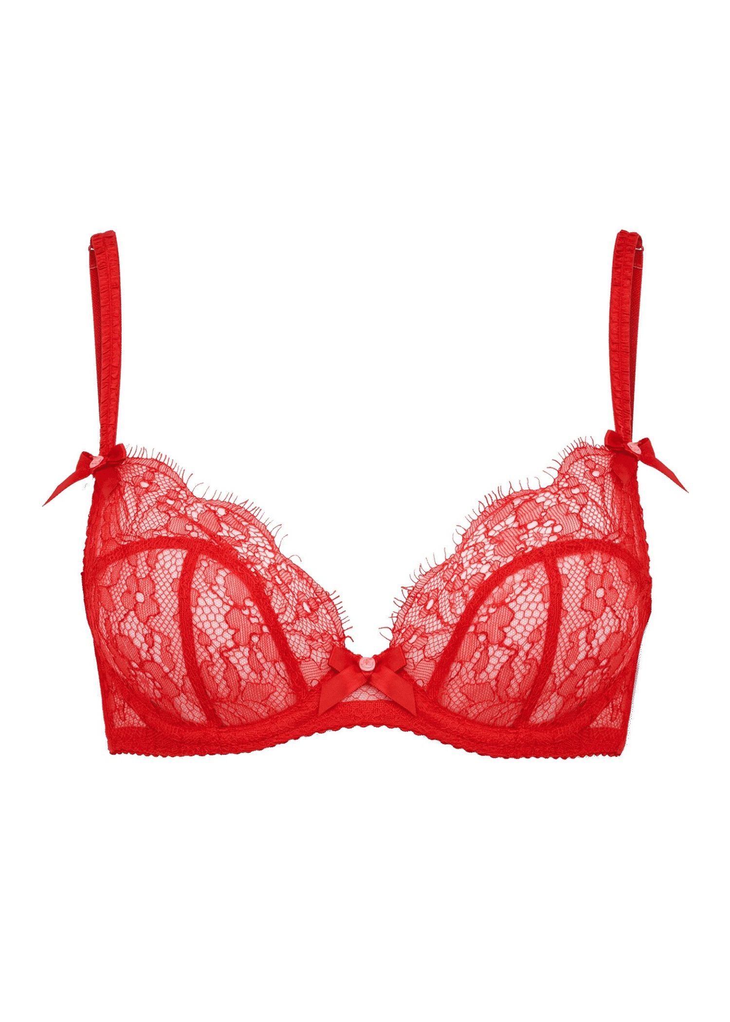 Agent Provocateur Lorna Lace Underwired Plunge Bra (Red) | Avec Amour Luxury Lingerie