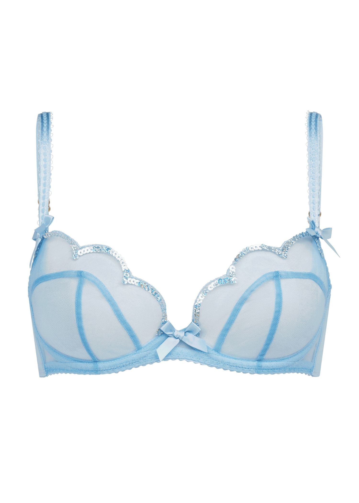 Agent Provocateur Lorna Party Underwired Plunge Bra (Baby Blue) | Avec Amour Luxury Lingerie