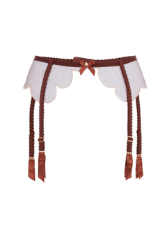 Agent Provocatuer Lorna Suspender Belt (Chestnut / Peach) | Avec Amour Sexy Lingerie