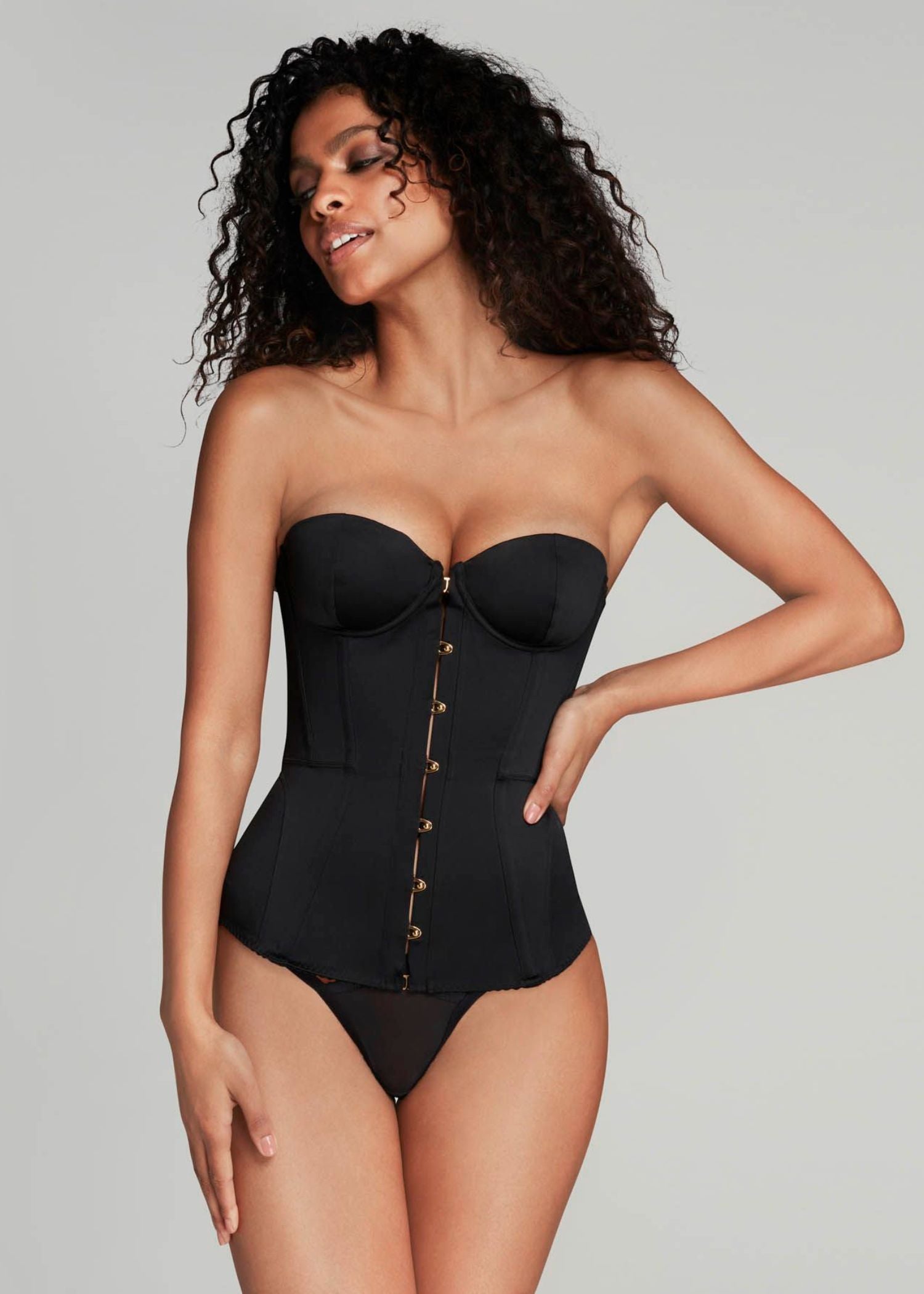 Agent Provocateur Mercy Satin Corset (Black) | Avec Amour Luxury Lingerie