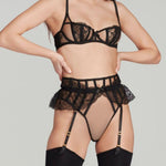Agent Provocateur Rozlyn Lace Suspender & Thong (Black) | Avec Amour Sexy Lingerie