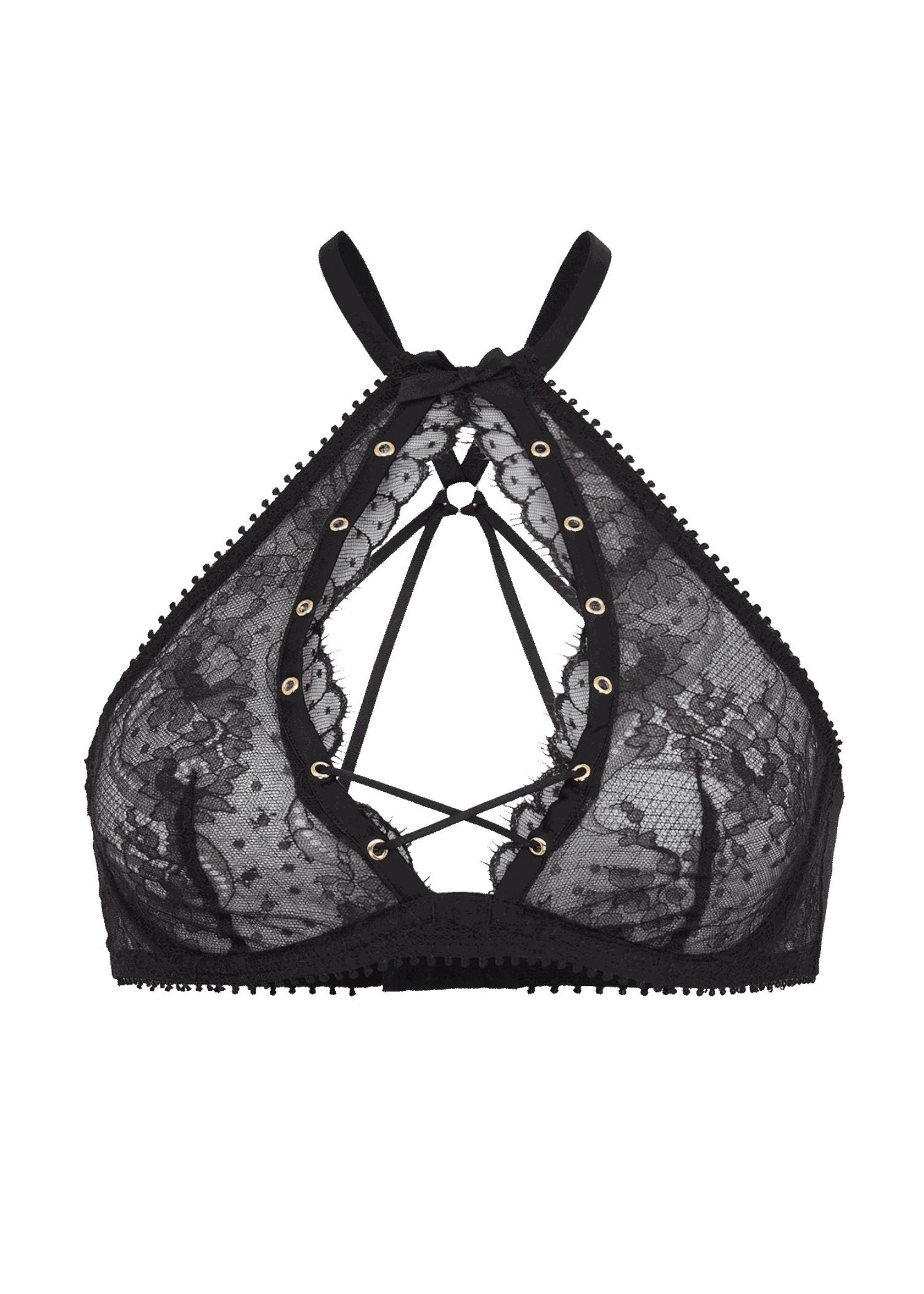 Agent Provocateur Vallentina High Neck Underwired Bra (Black) | Avec Amour Luxury Lingerie