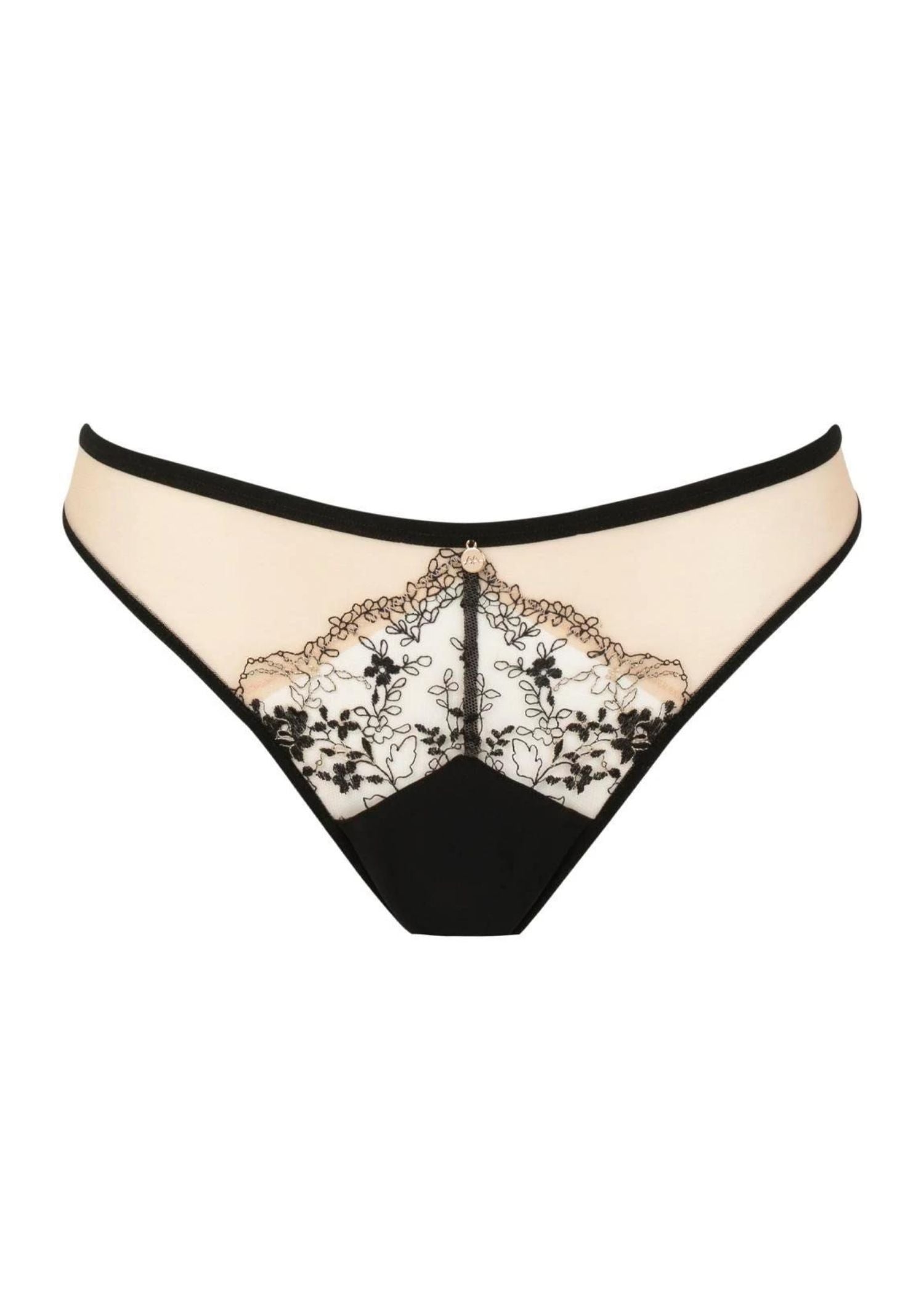 Atelier Amour After Midnight Tanga - Nude Mesh Lace Thong - Avec Amour Sexy Lingerie