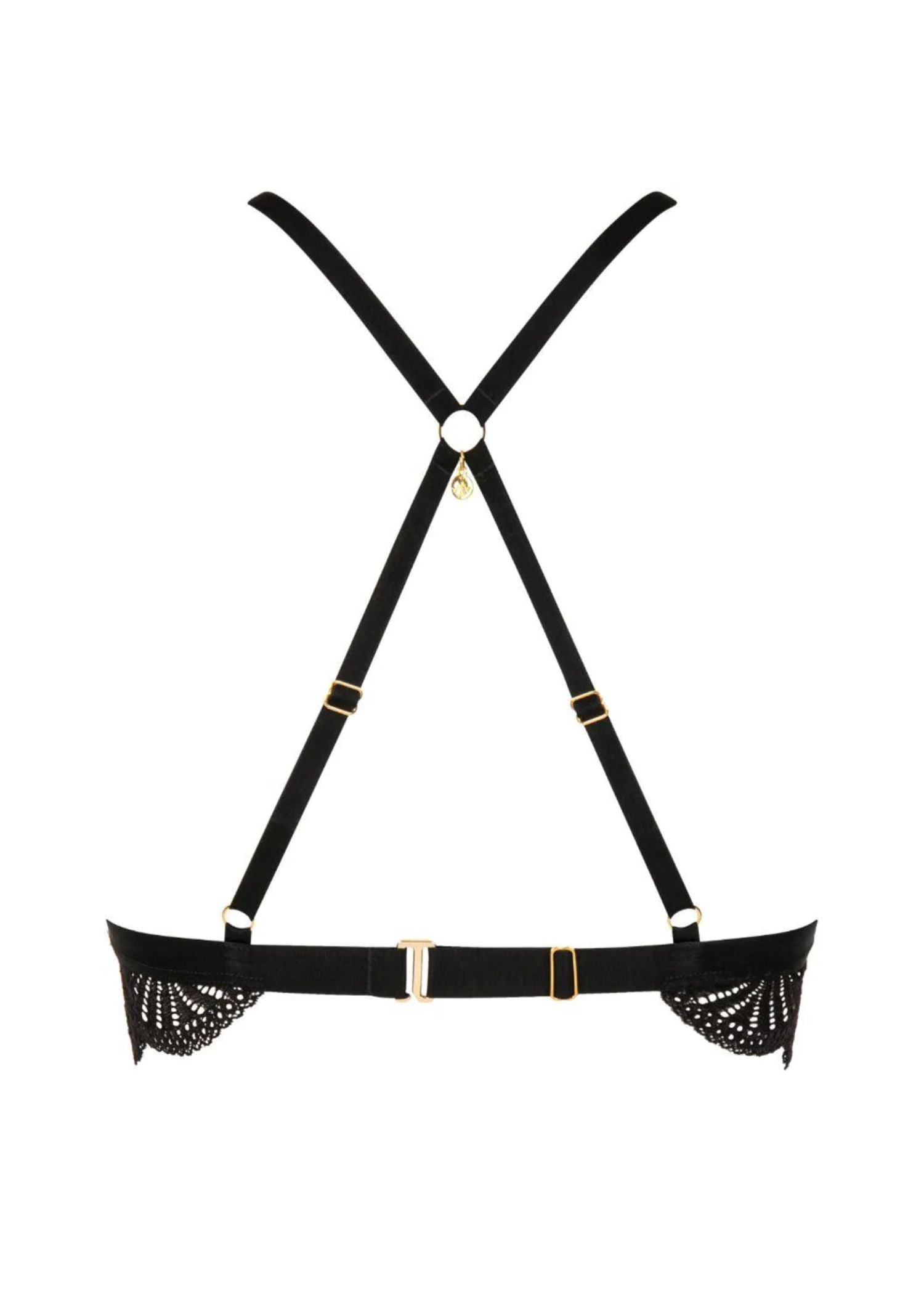 Atelier Amour Enlace Moi / Embrace Me Triangle Harness Bralette (Black) | Avec Amour Luxury Lingerie