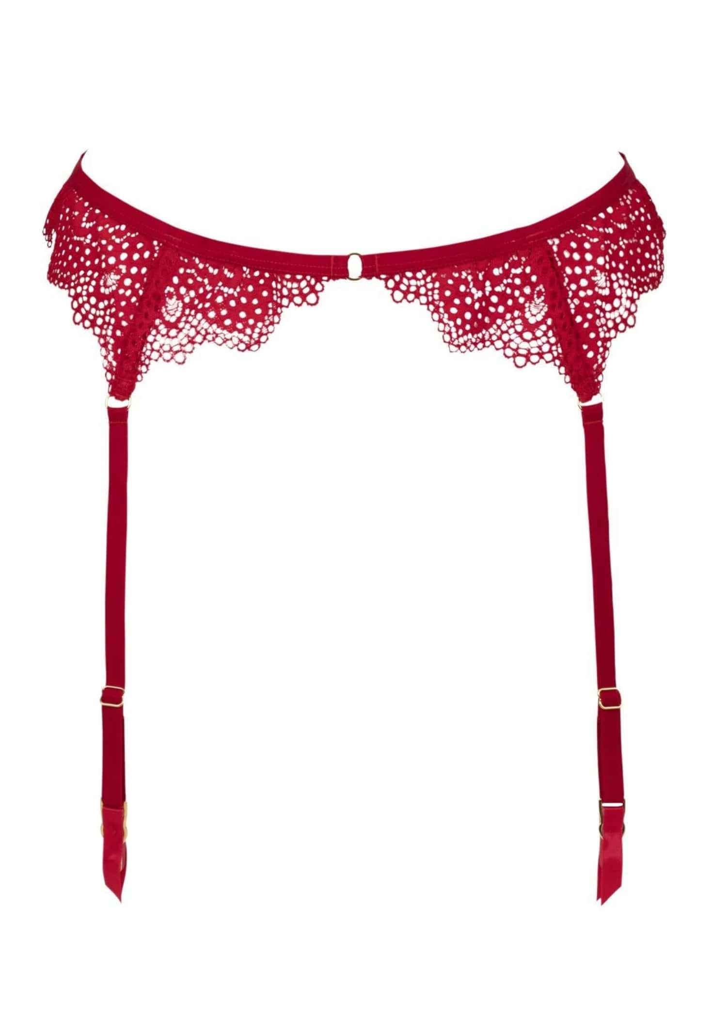 Atelier Amour Desire (Rouge) Suspender Belt - Red Lace Suspenders - Avec Amour Sexy Lingerie