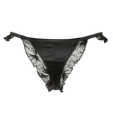Atelier Amour Night on Broadway Tanga - Black Lace Satin Brief - Avec Amour Sexy Lingerie