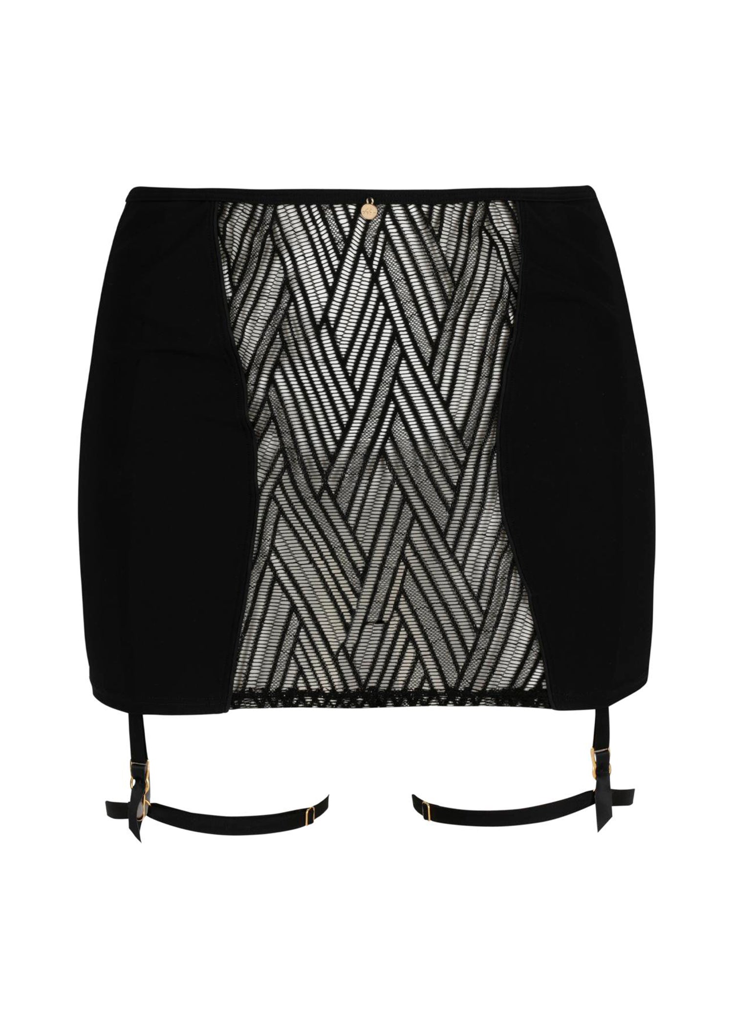 Atelier Amour Sensual Wave - Black Lace Suspender Skirt with Detachable Garter - Avec Amour Sexy Lingerie