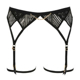 Atelier Amour Sensual Wave - Black Lace Suspender Belt with Detachable Garters - Avec Amour Sexy Lingerie