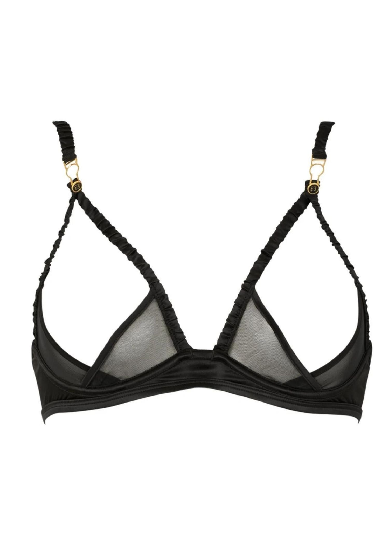 Atelier Amour Please Me Open Bra - Black Satin Underwired Cupless Bra - Avec Amour Sexy Lingerie