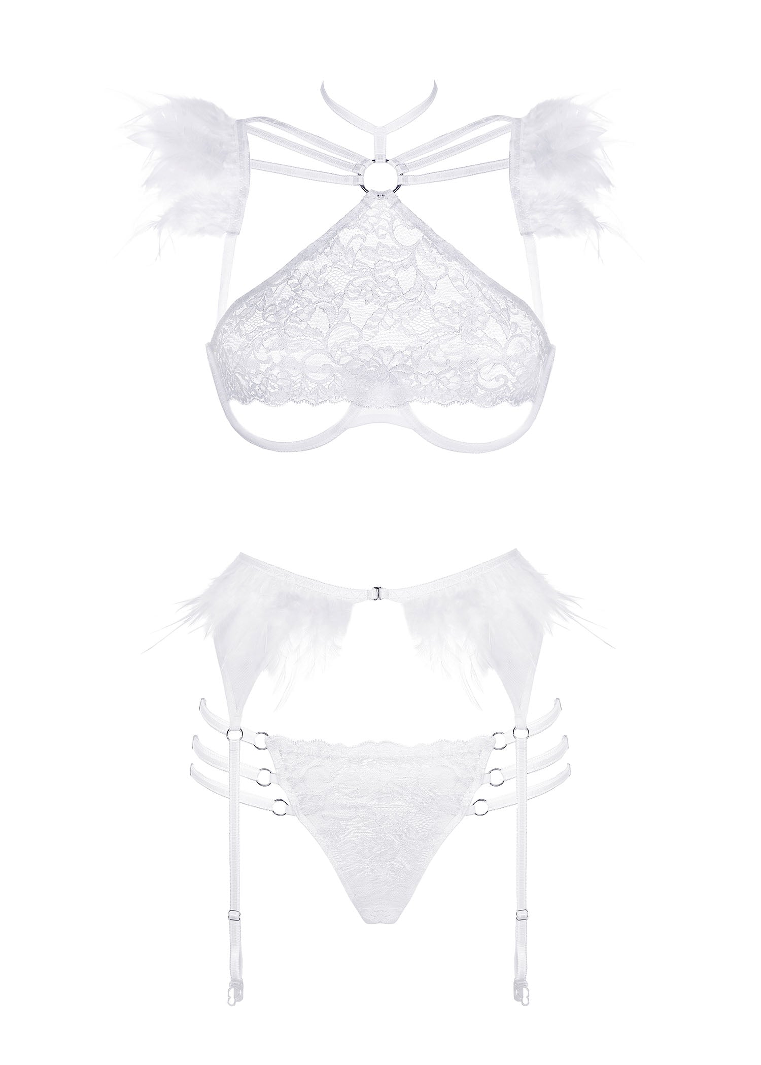 White Angel Role-Playing Cupless Bra Set White Angel Role-Playing Cupless Bra Set