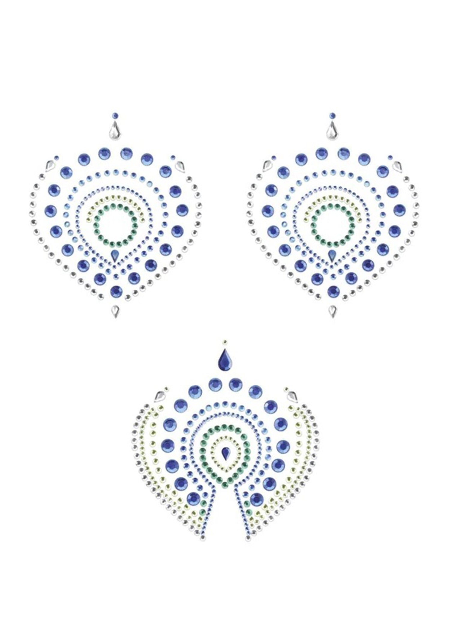 Bijoux Indiscrets Flamboyant Body Jewellery (Blue/Green) - Nipple Sticker, Nipple Cover | Avec Amour Lingerie Accessory