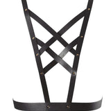 Bijoux Indiscrets Maze Black Vegan Leather Cross Cleavage Harness - Bodywear | Avec Amour Sexy Lingerie