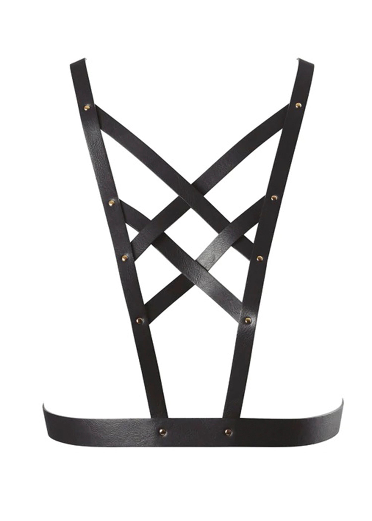 Bijoux Indiscrets Maze Black Vegan Leather Cross Cleavage Harness - Bodywear | Avec Amour Sexy Lingerie