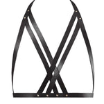 Bijoux Indiscrets Maze Black Vegan Leather Halter Bra Harness - Open Bra Bodywear | Avec Amour Sexy Lingerie