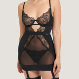 Bluebella Alanna Longline Basque - Black Embroidery Underwired Non-Padded Dress | Avec Amour Sexy Lingerie
