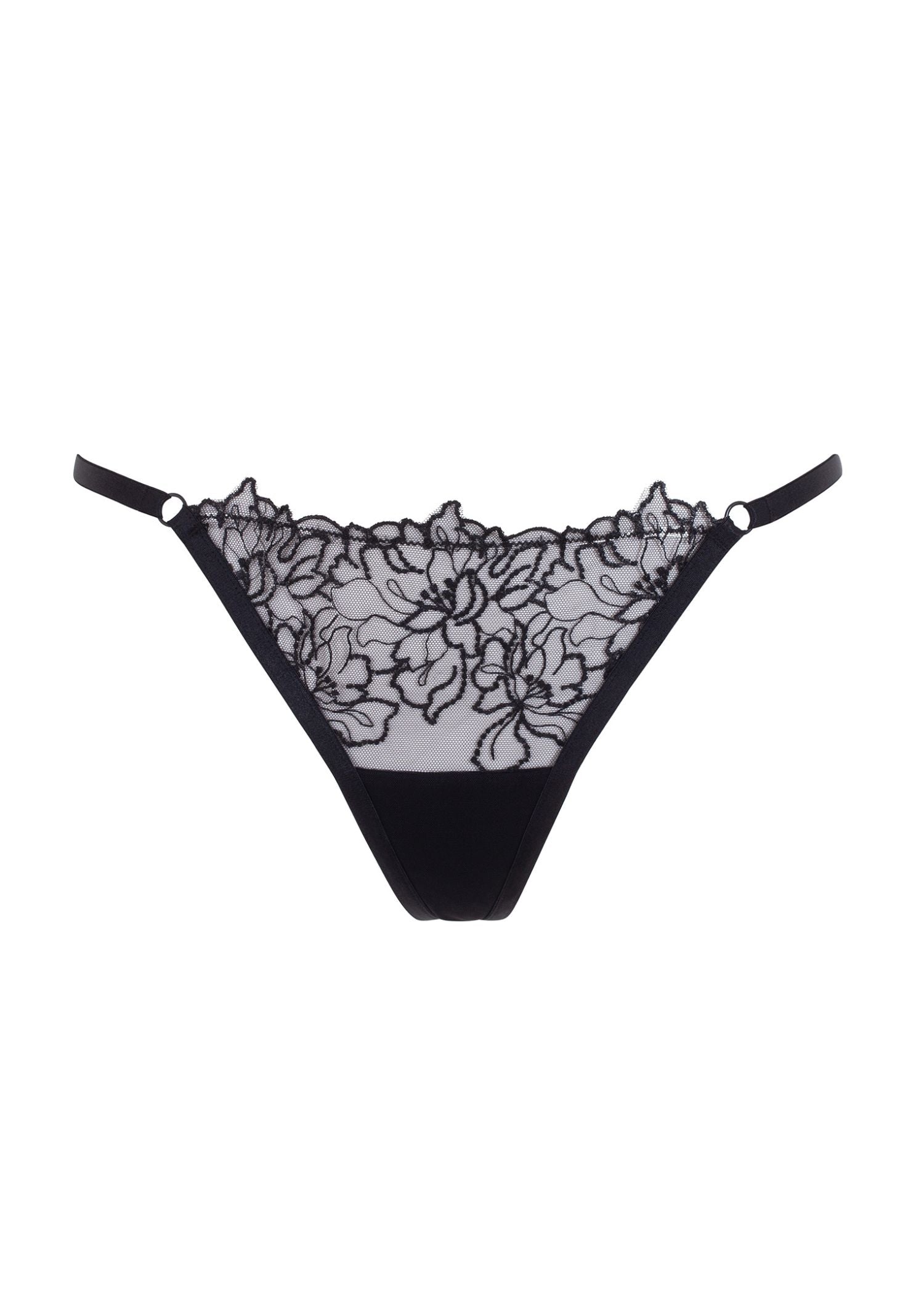 Bluebella Alanna Thong - Black Embroidery G-String | Avec Amour Sexy Lingerie