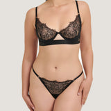 Bluebella Alanna Thong - Black Embroidery G-String | Avec Amour Sexy Lingerie