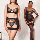 Bluebella Alanna Thong - Black Embroidery G-String | Avec Amour Sexy Lingerie