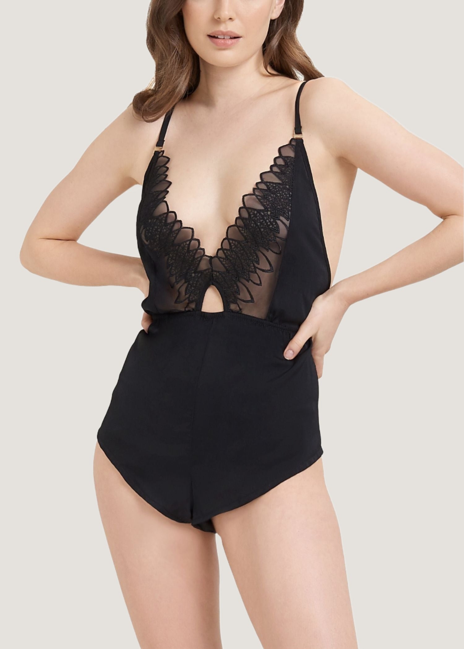 Bluebella Alina Black Embroidery Mesh Teddy - Luxury Lingerie, Sexy Lingerie - Avec Amour Online Boutique