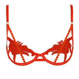 Bluebella Amina Red Embroidery Cupless Open Bra - Sexy Lingerie